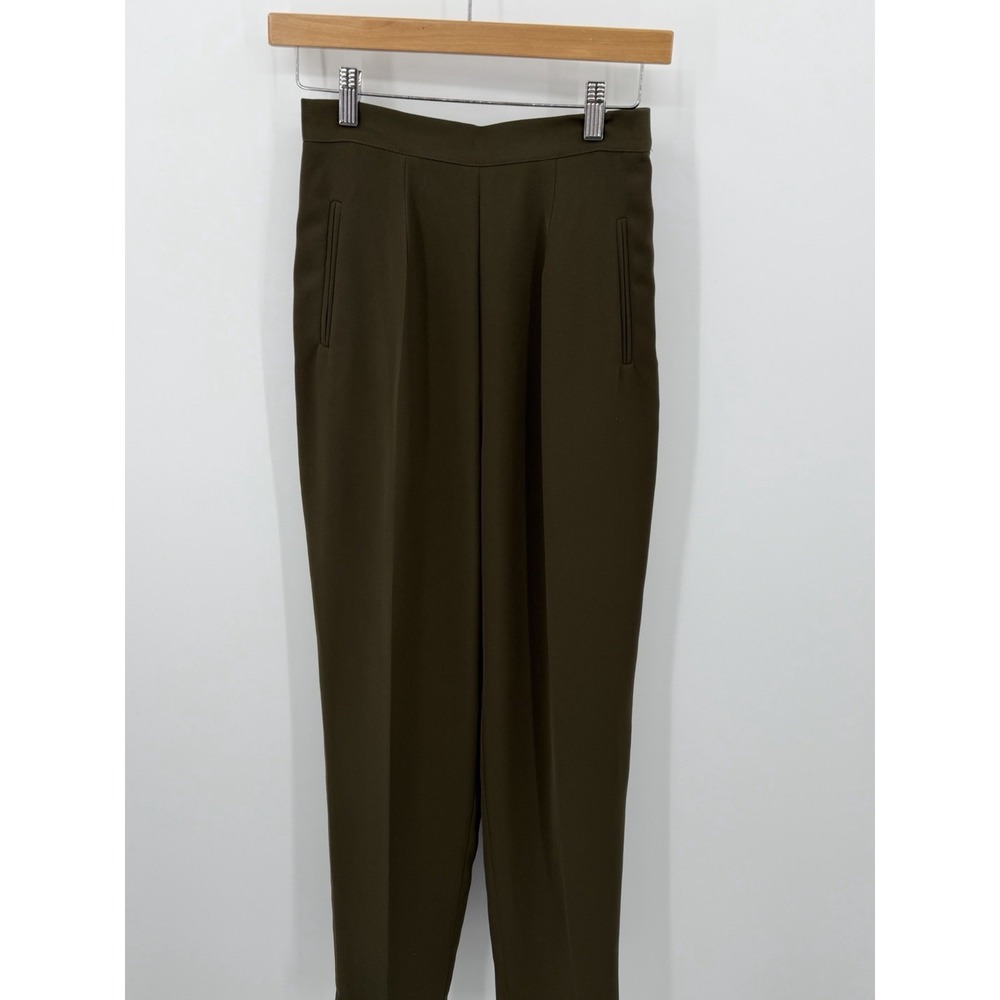 Papillon‎ Paris Vianco Vintage Olive Green Pleated Pants Size 4 Trousers Lined